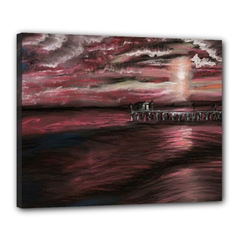 Pier At Midnight Canvas 20  X 16  (framed)