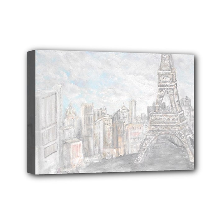 Eiffel Tower Paris Mini Canvas 7  x 5  (Framed)