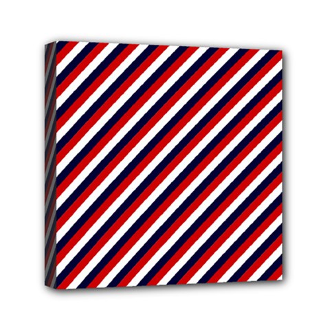 Diagonal Patriot Stripes Mini Canvas 6  X 6  (framed) by StuffOrSomething