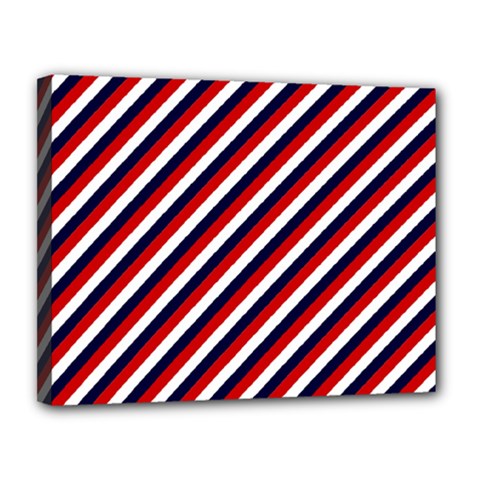 Diagonal Patriot Stripes Canvas 14  X 11  (framed) by StuffOrSomething