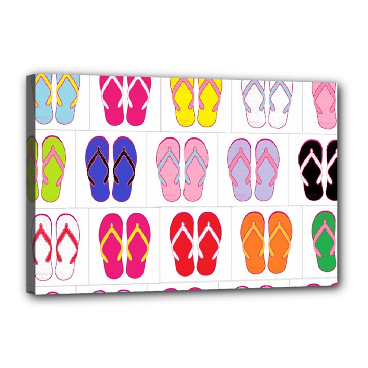 Flip Flop Collage Canvas 18  x 12  (Framed)