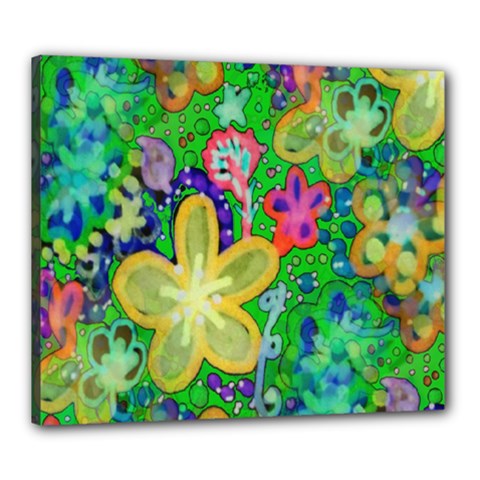 Beautiful Flower Power Batik Canvas 24  X 20  (framed) by rokinronda