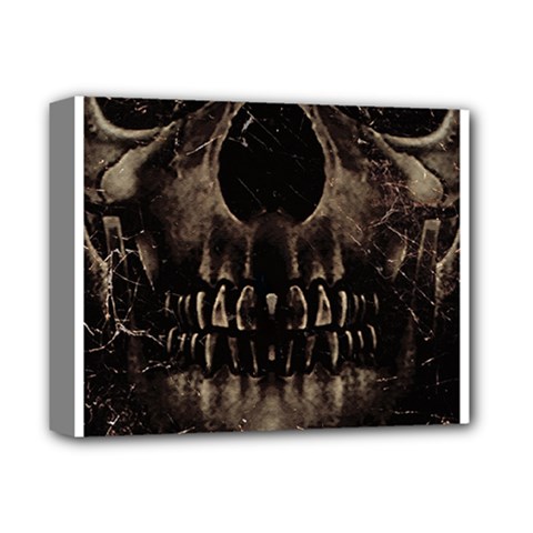 Skull Poster Background Deluxe Canvas 14  X 11  (framed) by dflcprints