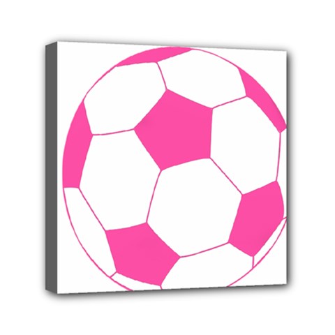 Soccer Ball Pink Mini Canvas 6  X 6  (framed)