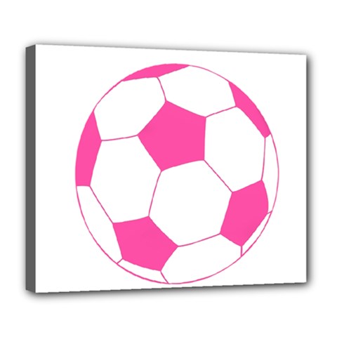 Soccer Ball Pink Deluxe Canvas 24  X 20  (framed)