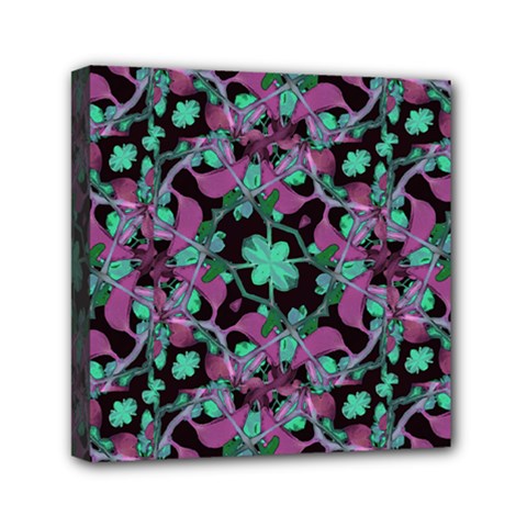 Floral Arabesque Pattern Mini Canvas 6  X 6  (framed)