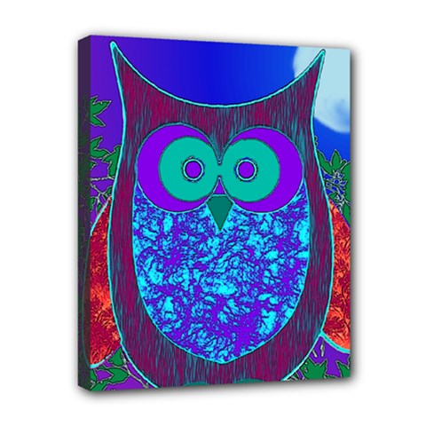 Moon Owl Canvas 10  X 8  (framed)