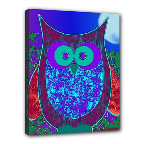 Moon Owl Canvas 14  X 11  (framed)