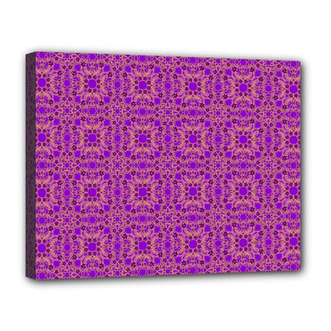 Purple Moroccan Pattern Canvas 14  X 11  (framed)