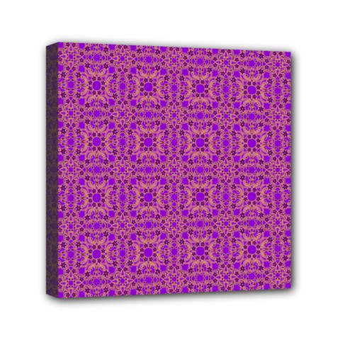 Purple Moroccan Pattern Mini Canvas 6  X 6  (framed)