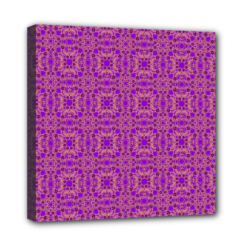 Purple Moroccan Pattern Mini Canvas 8  X 8  (framed)