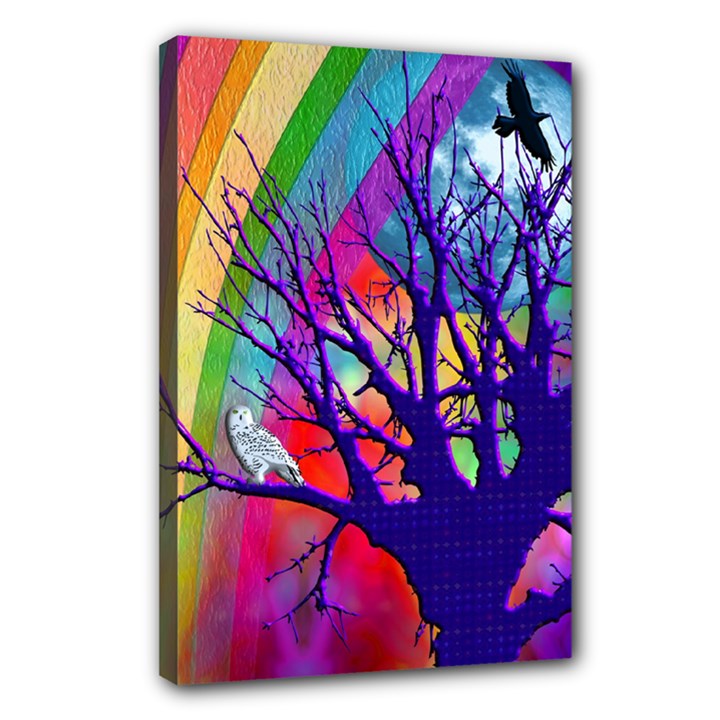 Rainbow Moon Canvas 18  x 12  (Framed)