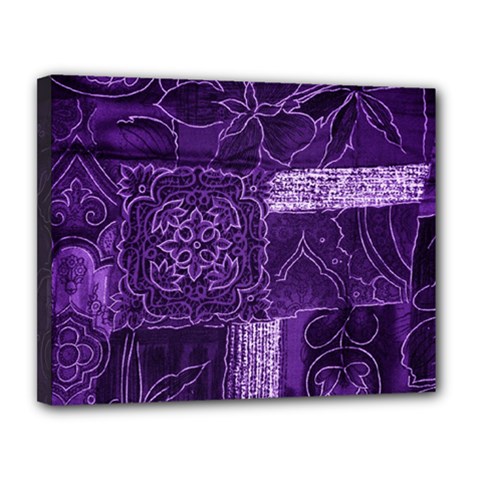 Pretty Purple Patchwork Canvas 14  X 11  (framed)