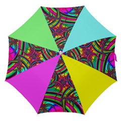 Abstract Neon Fractal Rainbows Straight Umbrella