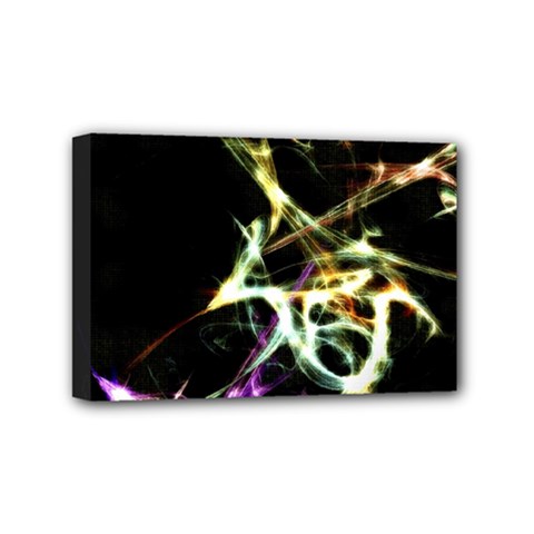 Futuristic Abstract Dance Shapes Artwork Mini Canvas 6  X 4  (framed)