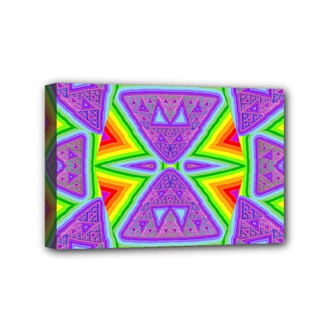 Trippy Rainbow Triangles Mini Canvas 6  X 4  (framed)