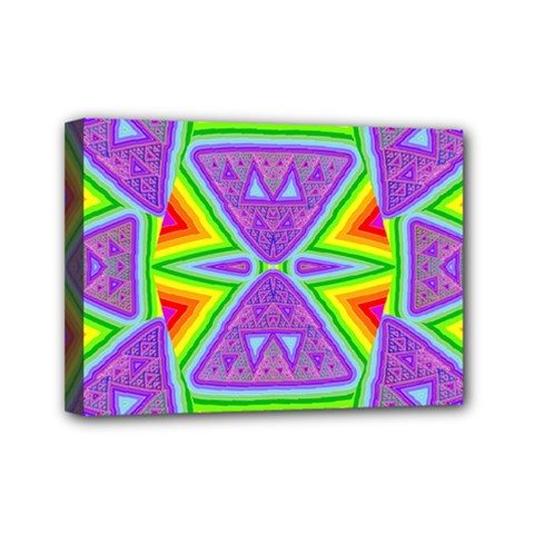 Trippy Rainbow Triangles Mini Canvas 7  X 5  (framed)