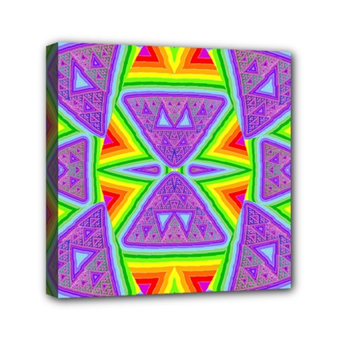 Trippy Rainbow Triangles Mini Canvas 6  X 6  (framed)