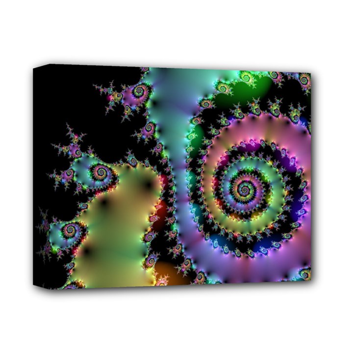 Satin Rainbow, Spiral Curves Through the Cosmos Deluxe Canvas 14  x 11  (Framed)