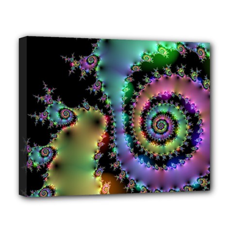 Satin Rainbow, Spiral Curves Through The Cosmos Deluxe Canvas 20  X 16  (framed) by DianeClancy