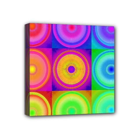 Retro Circles Mini Canvas 4  X 4  (framed)