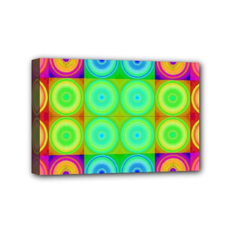 Rainbow Circles Mini Canvas 6  X 4  (framed)