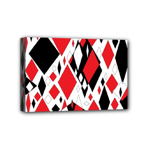 Distorted Diamonds In Black & Red Mini Canvas 6  X 4  (framed)