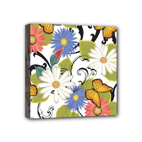 Floral Fantasy Mini Canvas 4  X 4  (framed) by R1111B