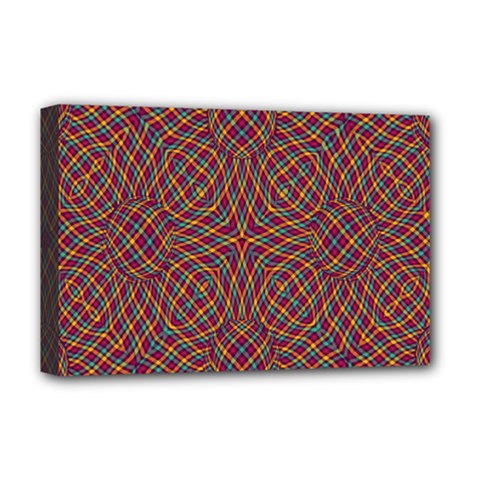 Trippy Tartan Deluxe Canvas 18  X 12  (framed) by SaraThePixelPixie