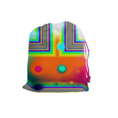 Crossroads Of Awakening, Abstract Rainbow Doorway  Drawstring Pouch (large) by DianeClancy