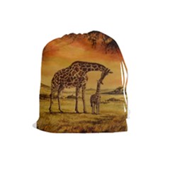 Giraffe Mother & Baby Drawstring Pouch (large)