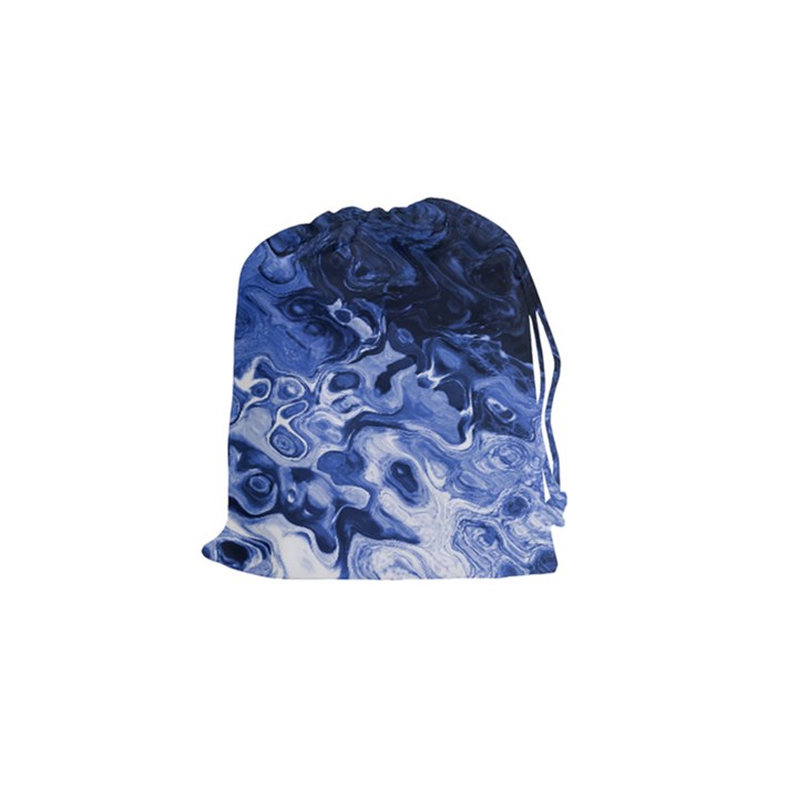 Blue Waves Abstract Art Drawstring Pouch (Small)