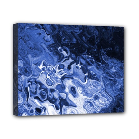 Blue Waves Abstract Art Canvas 10  X 8  (framed) by LokisStuffnMore