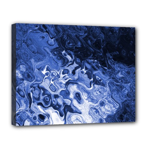 Blue Waves Abstract Art Canvas 14  X 11  (framed) by LokisStuffnMore