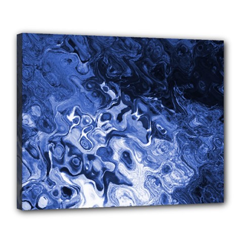 Blue Waves Abstract Art Canvas 20  X 16  (framed) by LokisStuffnMore