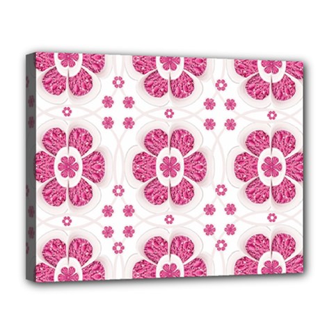 Sweety Pink Floral Pattern Canvas 14  X 11  (framed)