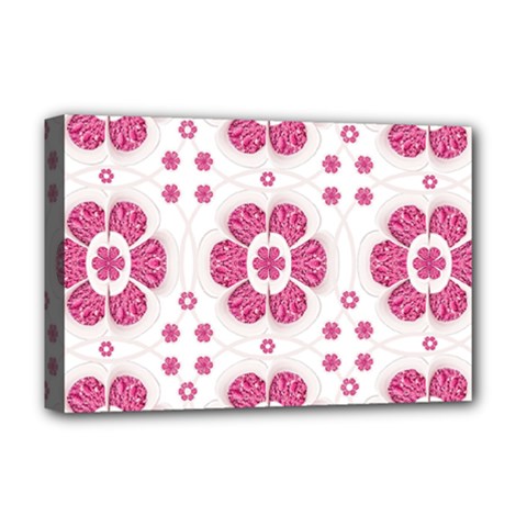 Sweety Pink Floral Pattern Deluxe Canvas 18  X 12  (framed) by dflcprints