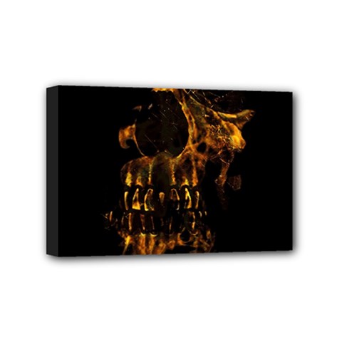 Skull Burning Digital Collage Illustration Mini Canvas 6  X 4  (framed)