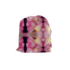 Pink Gladiolus Flowers Drawstring Pouch (medium)