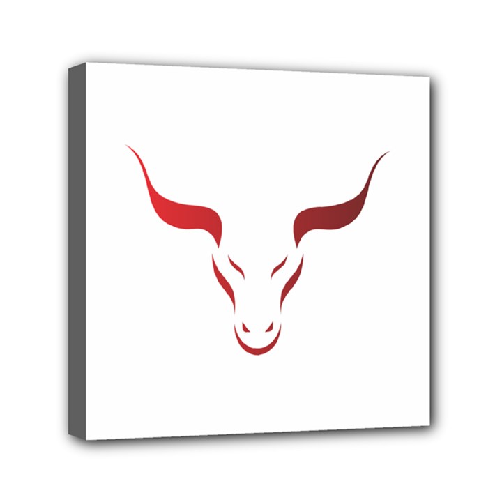 Stylized Symbol Red Bull Icon Design Mini Canvas 6  x 6  (Framed)