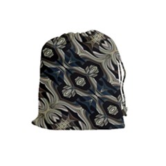 Fancy Ornament Print Drawstring Pouch (large)