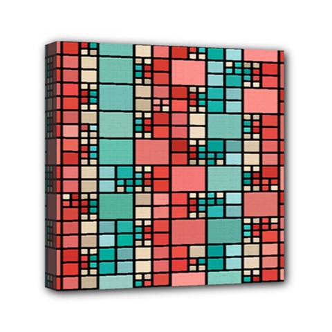 Red And Green Squares Mini Canvas 6  X 6  (stretched) by LalyLauraFLM