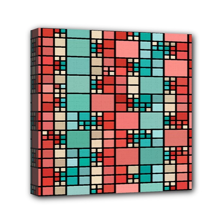 Red and green squares Mini Canvas 6  x 6  (Stretched)