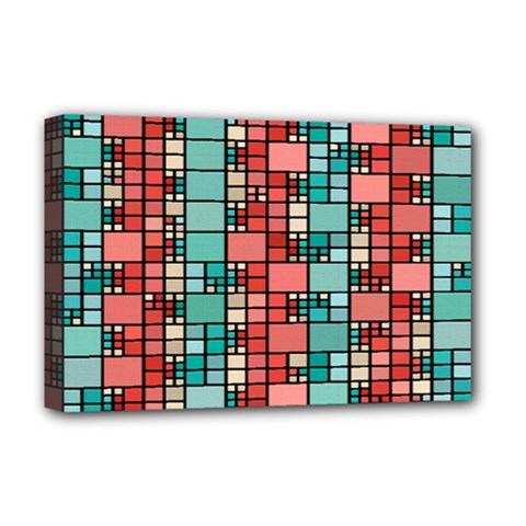 Red And Green Squares Deluxe Canvas 18  X 12  (stretched)