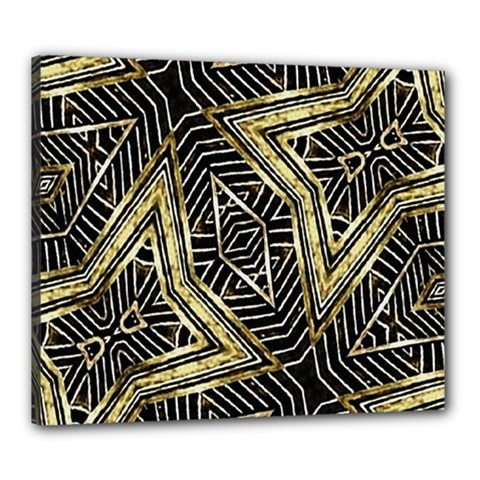 Geometric Tribal Golden Pattern Print Canvas 24  X 20  (framed)