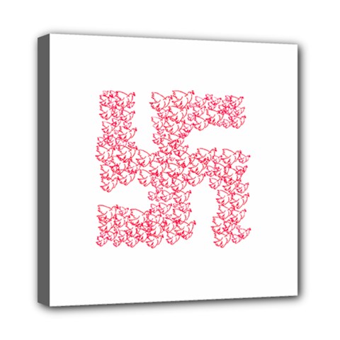 Swastika With Birds Of Peace Symbol Mini Canvas 8  X 8  (framed) by dflcprints