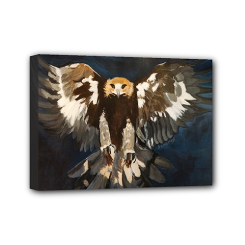 Golden Eagle Mini Canvas 7  X 5  (framed) by JUNEIPER07