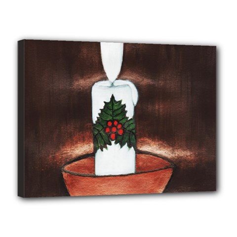 Candle And Mistletoe Canvas 16  X 12  (framed) by JUNEIPER07