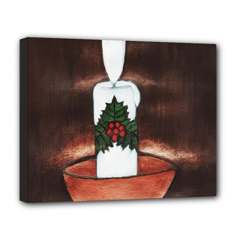 Candle And Mistletoe Deluxe Canvas 20  X 16  (framed) by JUNEIPER07