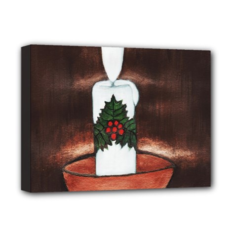 Candle And Mistletoe Deluxe Canvas 16  X 12  (framed)  by JUNEIPER07